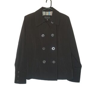 Braetan Black Women's Lightweight Double Breasted Lined Rain‎ Coat  Size Large